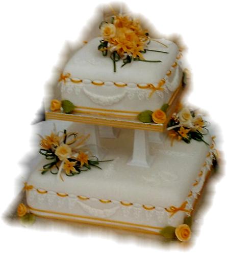 Golden Wedding Anniversary Cake 2tier fruit cakes with royal icing lace 